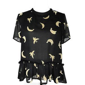 English Factory Sheer Black Banana Blouse